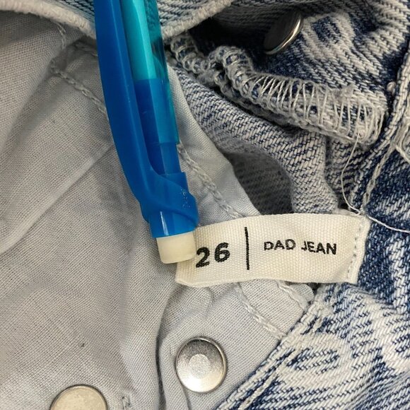 Pacsun Jeans Womens Lightwash Button Fly All Over Logo Words Dad Jeans Unique 26 - Picture 11 of 12